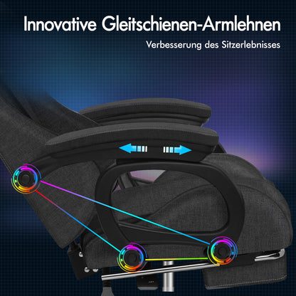 ALFORDSON Gaming-Stuhl Büro Massage Computer Stoff Rennsitz Fußstütze Grau