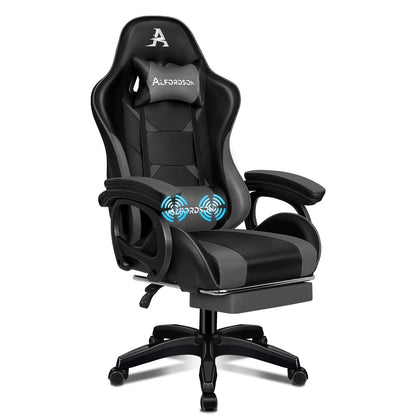 ALFORDSON Gaming Stuhl mit 2-Punkt Massage Bürostuhl mit Fußstütze