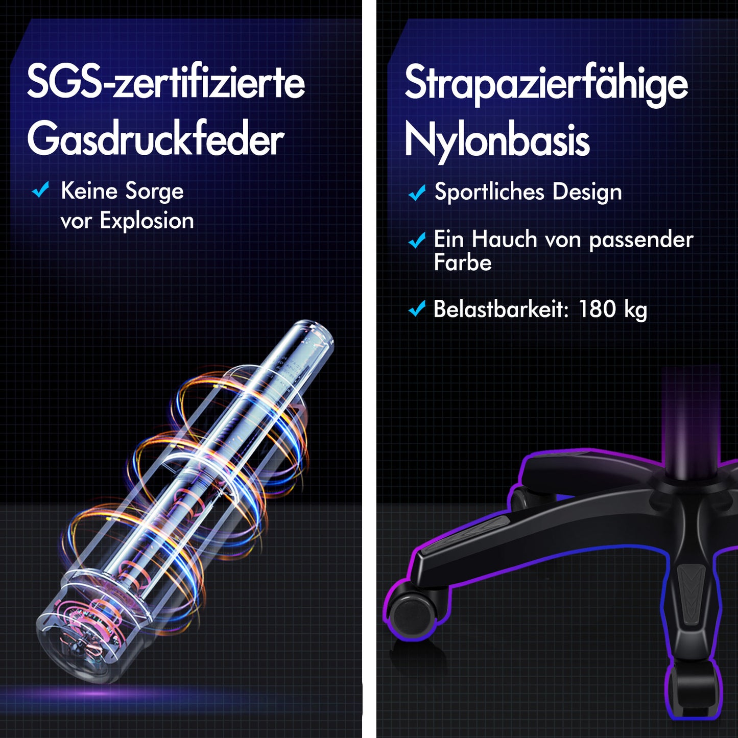 ALFORDSON Gaming Stuhl mit 2-Punkt Massage Bürostuhl mit Fußstütze Grau & Schwarz