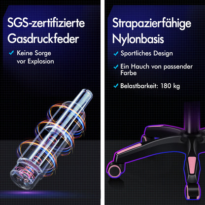 ALFORDSON Gaming Stuhl mit 2-Punkt Massage Bürostuhl mit Fußstütze Rosa & Weiß
