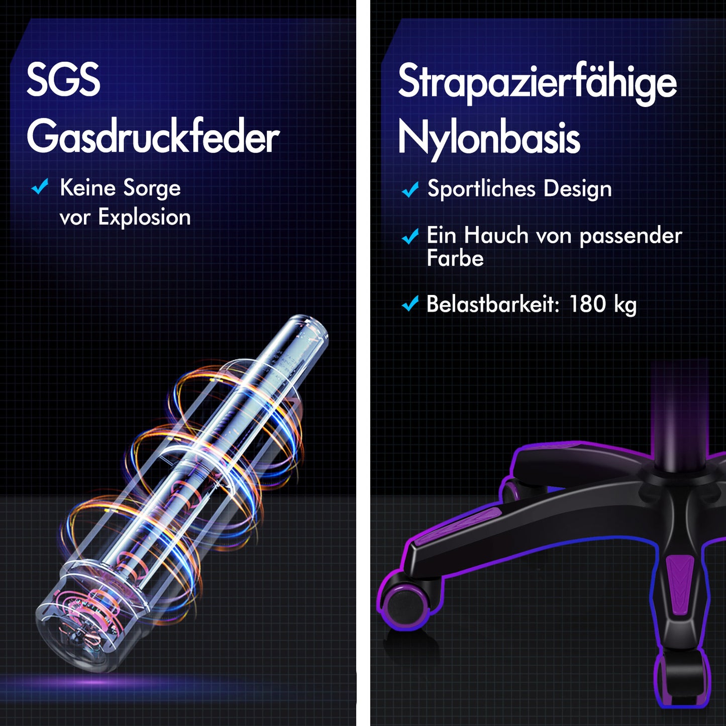 ALFORDSON Gaming-Stuhl 2-Punkt-Massage Bürostuhl Fußstütze Computerstuhl Lila