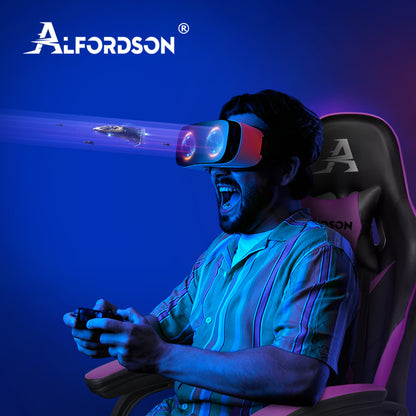 ALFORDSON Gaming-Stuhl 2-Punkt-Massage Bürostuhl Fußstütze Computerstuhl Lila