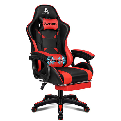 ALFORDSON Gaming Stuhl mit 2-Punkt Massage Bürostuhl mit Fußstütze