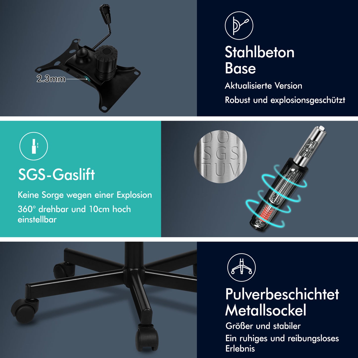 ALFORDSON Bürostuhl Doppelt Gepolstert Breite Sitzfläche Drehbar Gaming-Stuhl