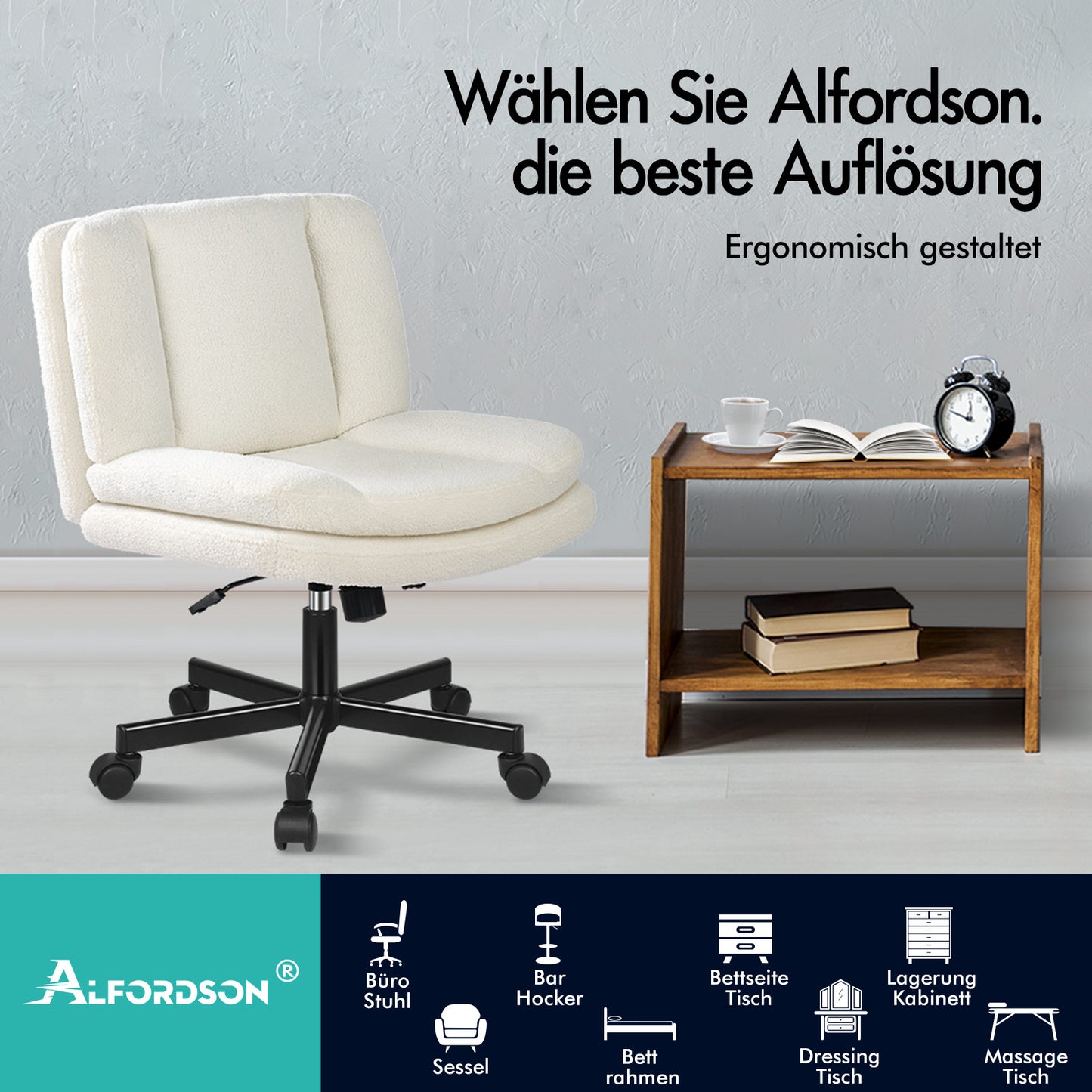 ALFORDSON Bürostuhl Doppelt Gepolstert Breite Sitzfläche Drehbar Gaming-Stuhl