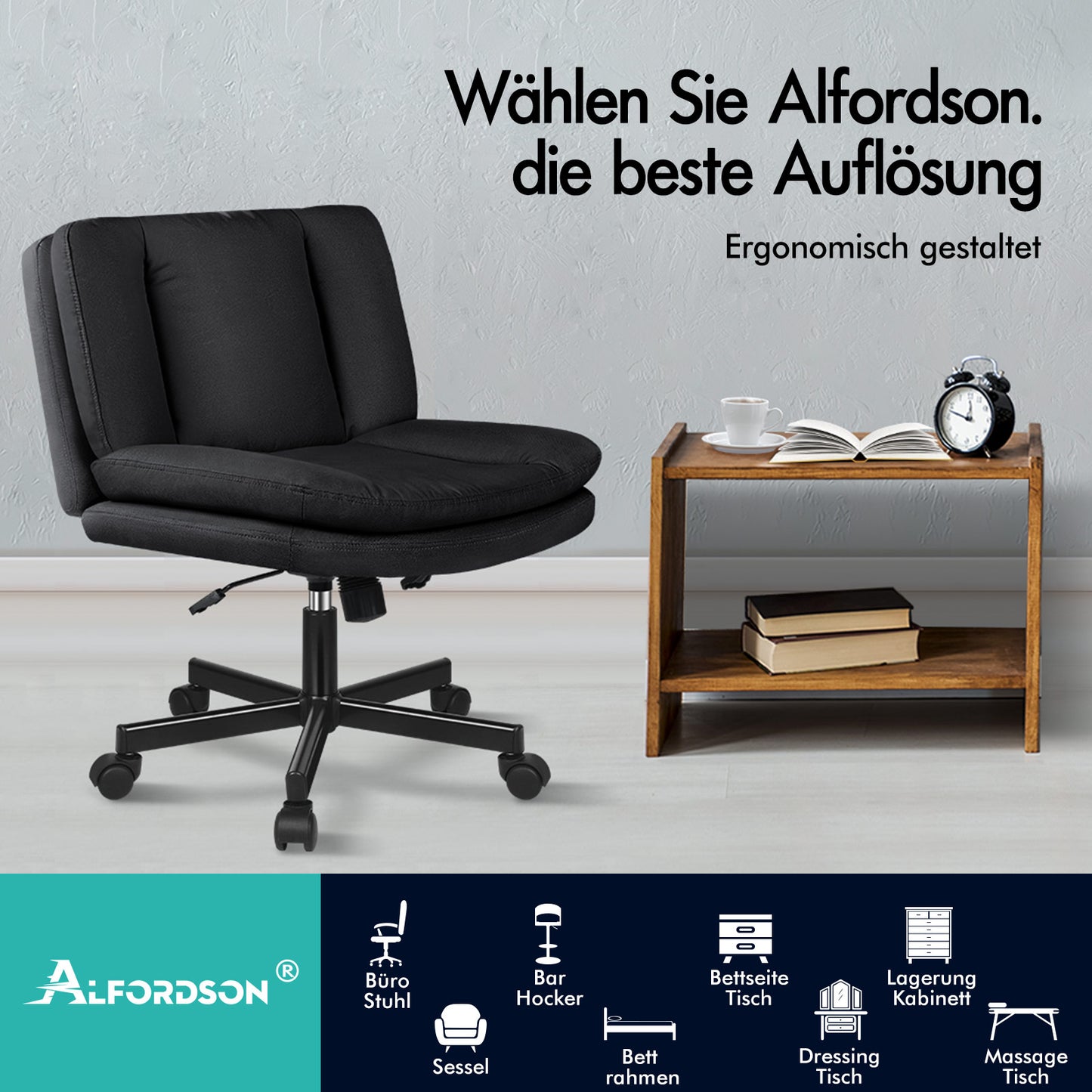 ALFORDSON Bürostuhl Doppelt Gepolstert Breite Sitzfläche Drehbar Gaming-Stuhl