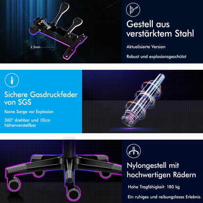 ALFORDSON Gaming Stuhl Office Racer Großes Lendenkissen Fußstütze Sitz Leder Grau