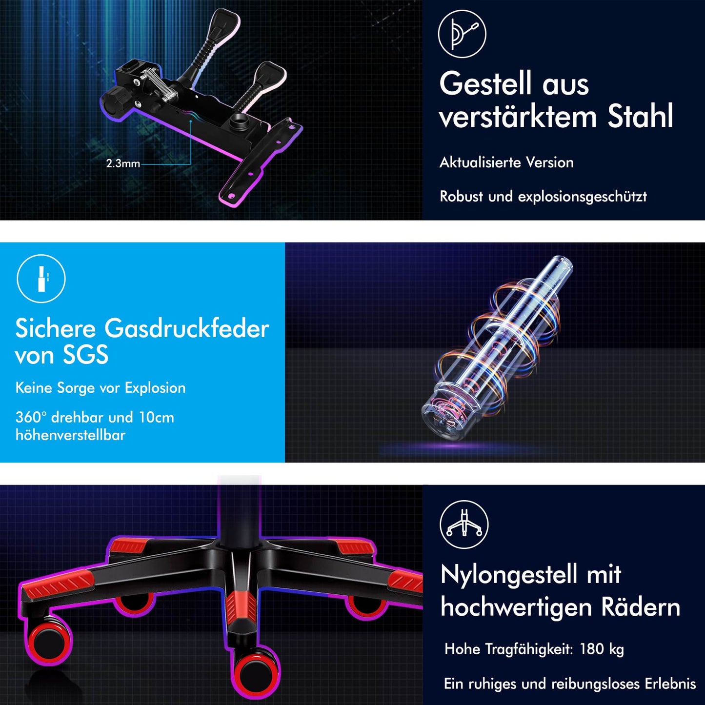 ALFORDSON Gaming Stuhl Office Racer Großes Lendenkissen Fußstütze Sitz Leder Rot