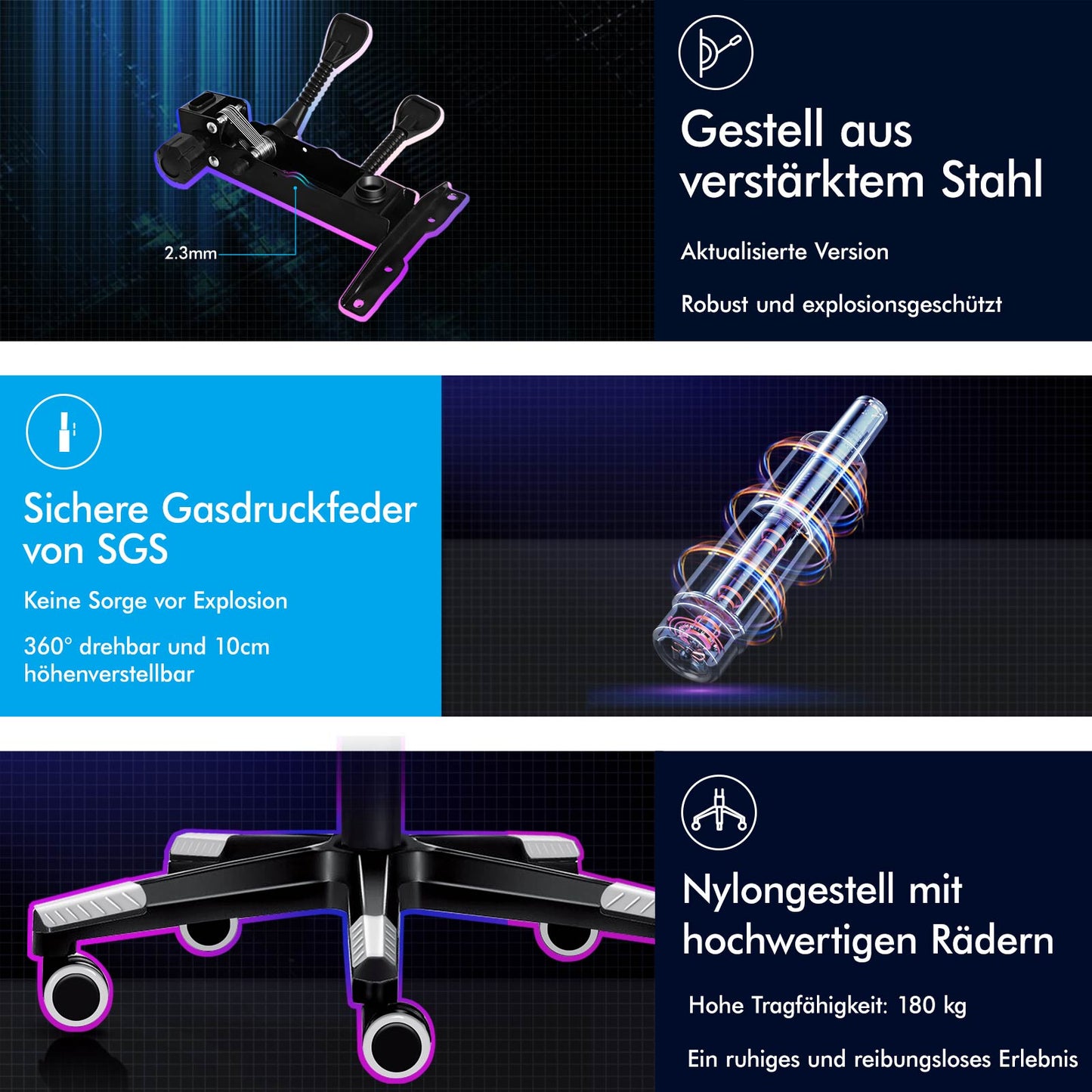 ALFORDSON Gaming Stuhl Office Racer Großes Lendenkissen Fußstütze Sitz Leder Weiß