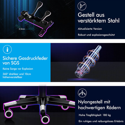 ALFORDSON Gaming Stuhl Office Racer Großes Lendenkissen Fußstütze Sitz Leder Weiß