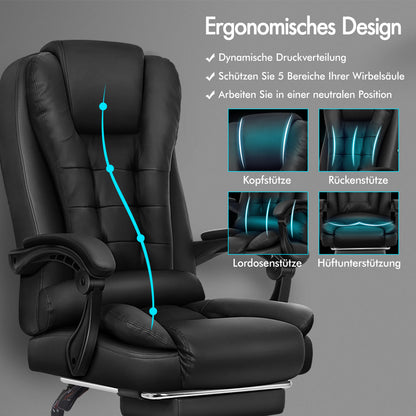 ALFORDSON Massage-Bürostuhl Gaming-Stuhl Executive-Sitz PU-Leder Computer Racer, Schwarz