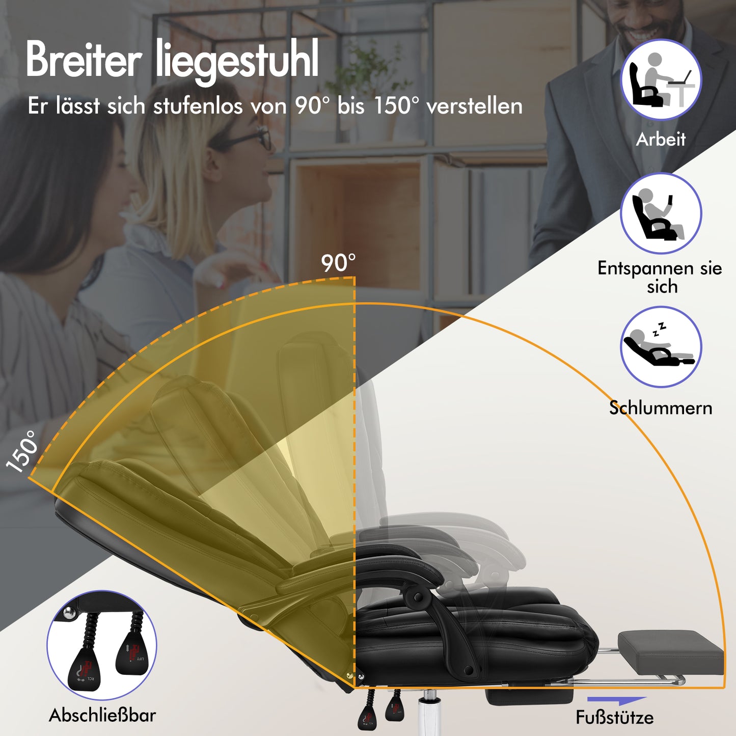 ALFORDSON Massage-Bürostuhl Gaming-Stuhl Executive-Sitz PU-Leder Computer Racer, Schwarz