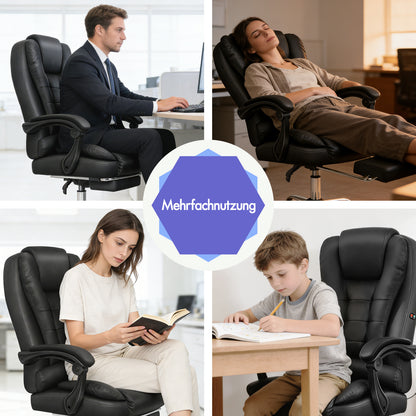ALFORDSON Massage-Bürostuhl Gaming-Stuhl Executive-Sitz PU-Leder Computer Racer, Schwarz