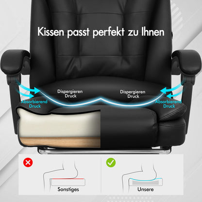 ALFORDSON Massage-Bürostuhl Gaming-Stuhl Executive-Sitz PU-Leder Computer Racer, Schwarz