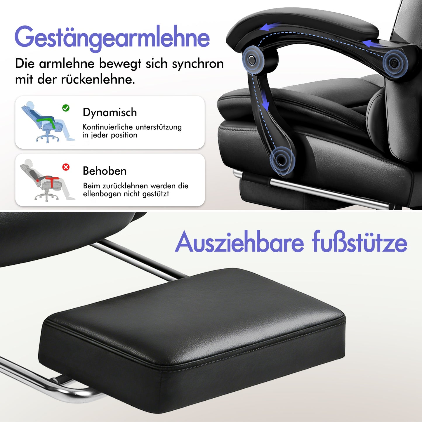 ALFORDSON Massage-Bürostuhl Gaming-Stuhl Executive-Sitz PU-Leder Computer Racer, Schwarz
