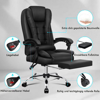 ALFORDSON Massage-Bürostuhl Gaming-Stuhl Executive-Sitz PU-Leder Computer Racer, Schwarz