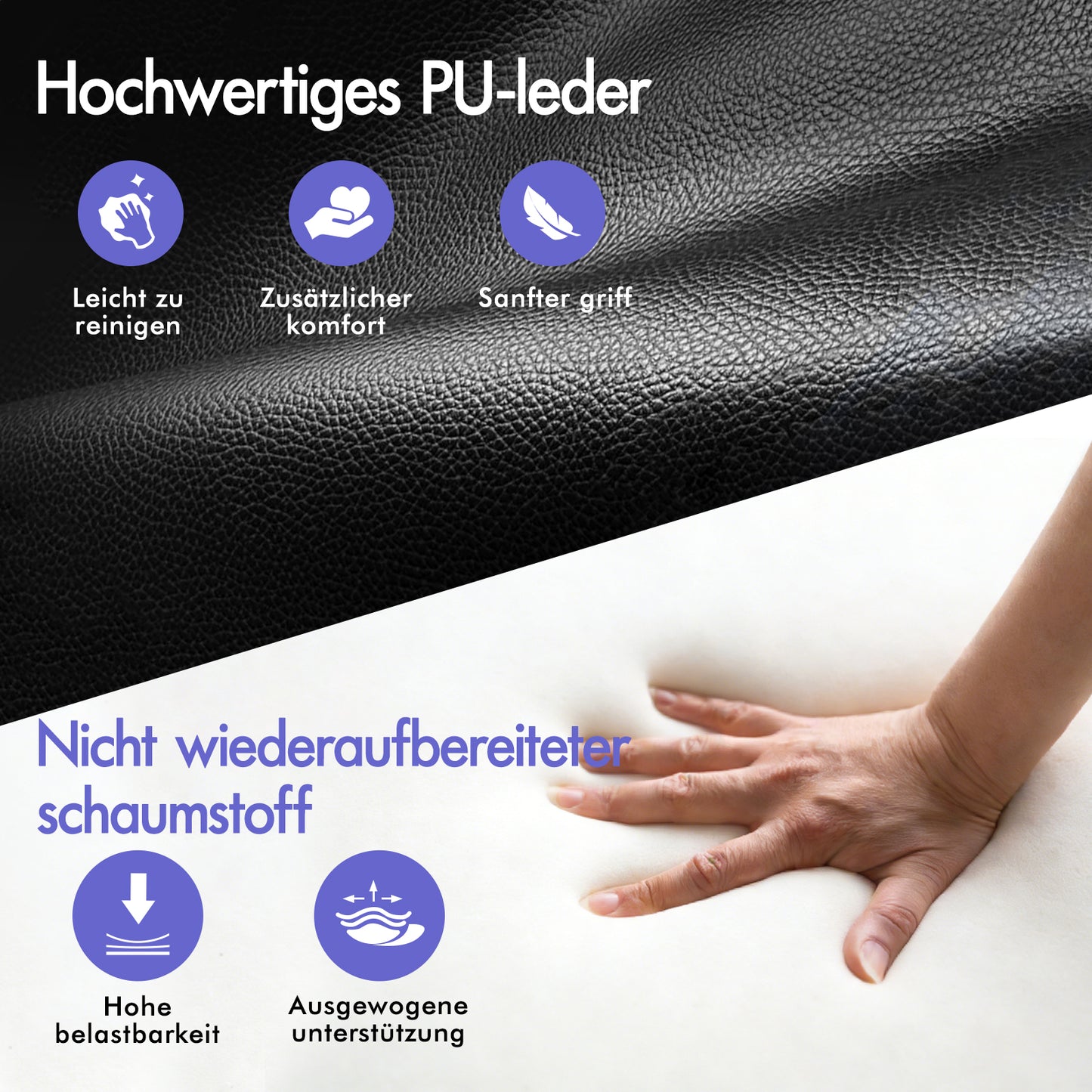 ALFORDSON Massage-Bürostuhl Gaming-Stuhl Executive-Sitz PU-Leder Computer Racer, Schwarz