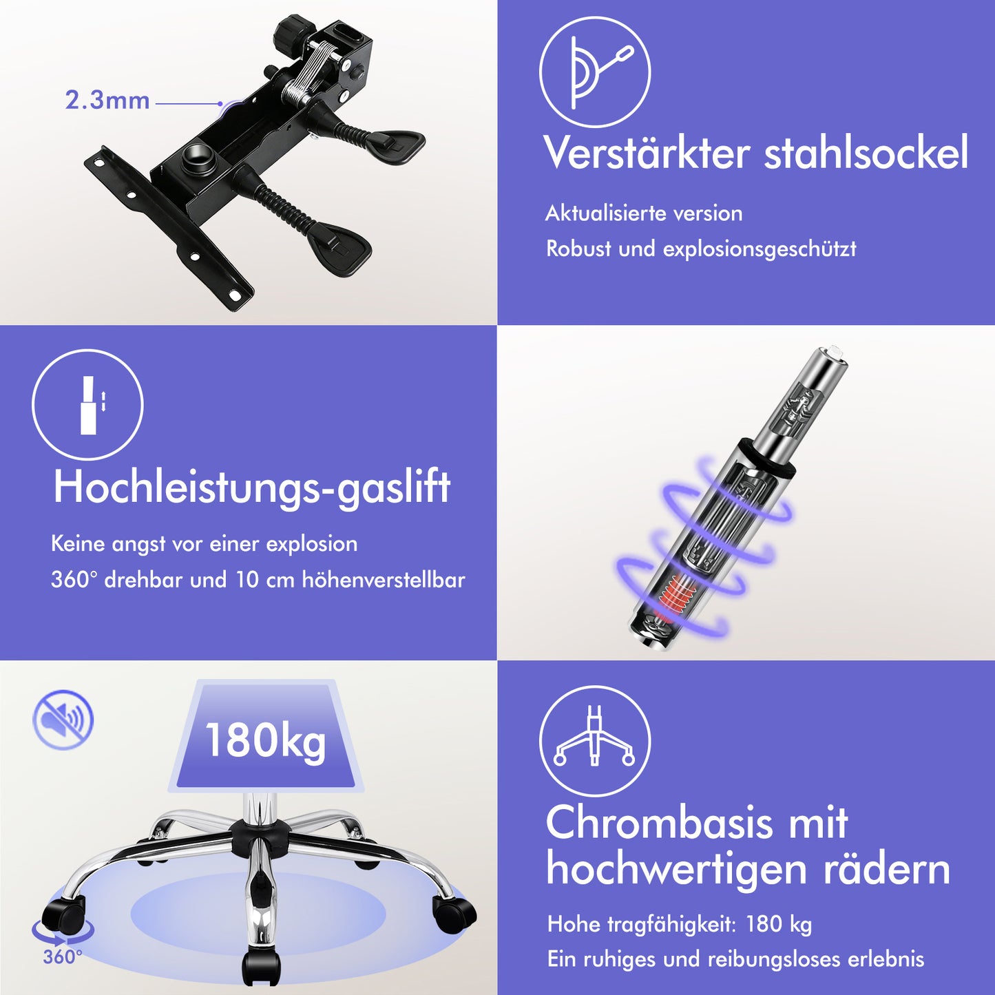 ALFORDSON Massage-Bürostuhl Gaming-Stuhl Executive-Sitz PU-Leder Computer Racer, Schwarz