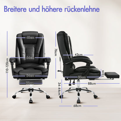 ALFORDSON Massage-Bürostuhl Gaming-Stuhl Executive-Sitz PU-Leder Computer Racer, Schwarz