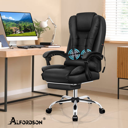 ALFORDSON Massage-Bürostuhl Gaming-Stuhl Executive-Sitz PU-Leder Computer Racer, Schwarz