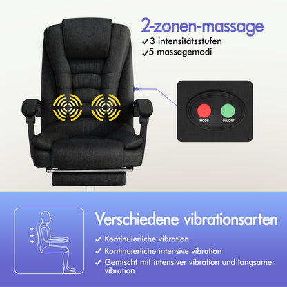 ALFORDSON Massage Bürostuhl Executive Sitz Stoff Gaming Computer Racer, Schwarz
