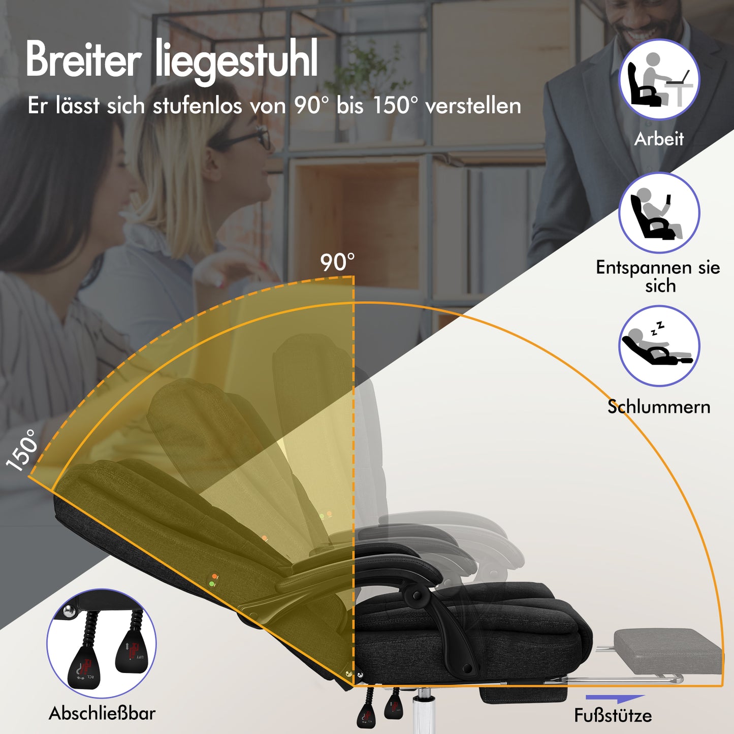 ALFORDSON Massage Bürostuhl Executive Sitz Stoff Gaming Computer Racer, Schwarz