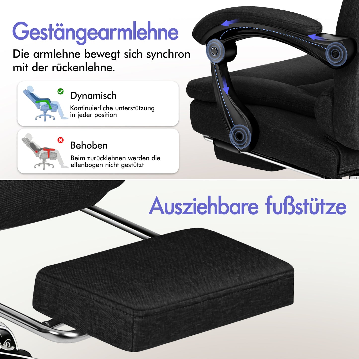 ALFORDSON Massage Bürostuhl Executive Sitz Stoff Gaming Computer Racer, Schwarz