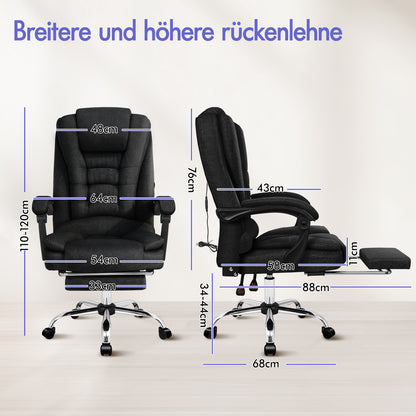 ALFORDSON Massage Bürostuhl Executive Sitz Stoff Gaming Computer Racer, Schwarz