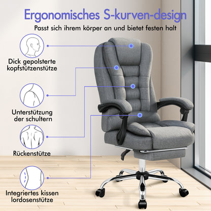 ALFORDSON Massage Bürostuhl Executive Sitz Stoff Gaming Computer Racer, Grau