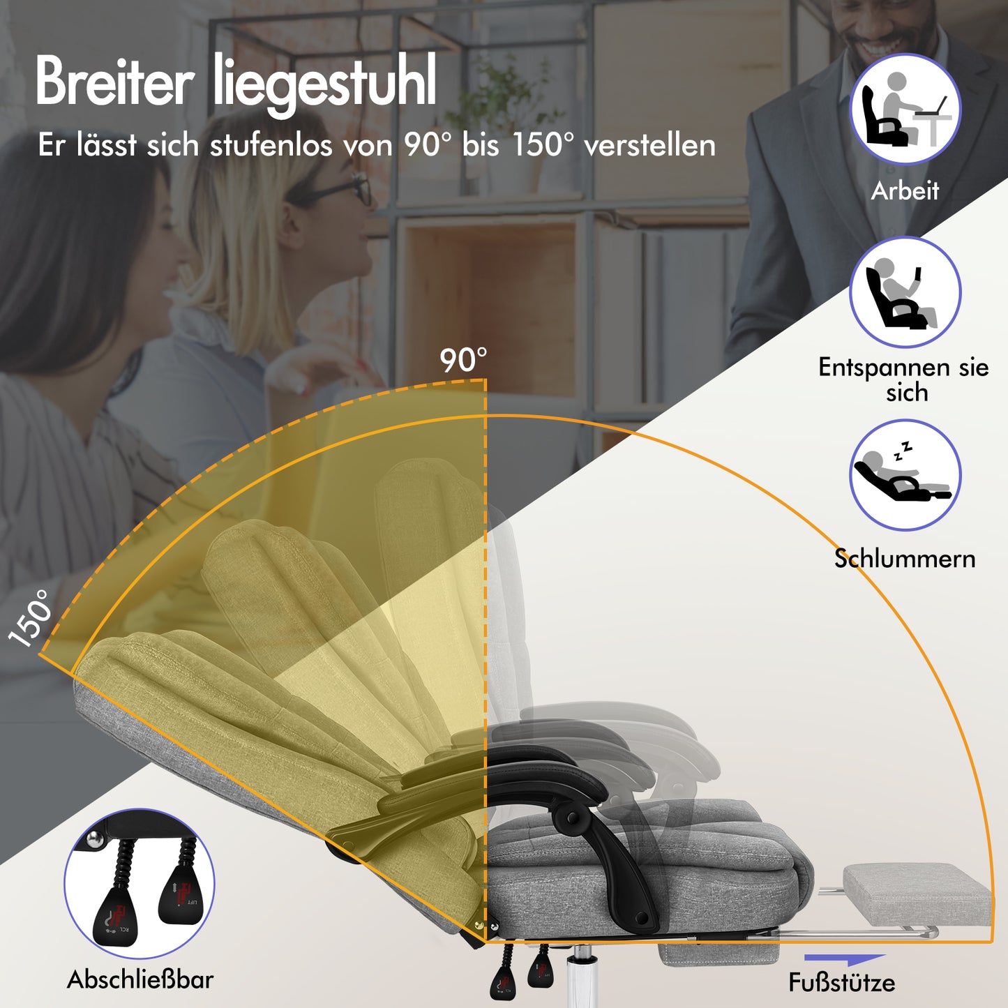 ALFORDSON Massage Bürostuhl Executive Sitz Stoff Gaming Computer Racer, Grau