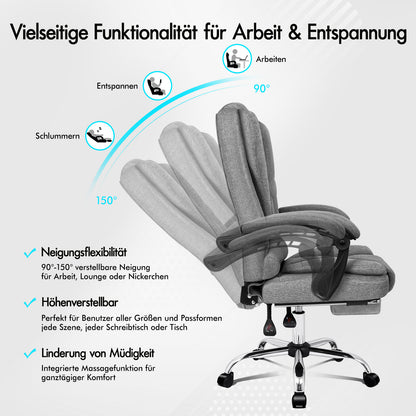 ALFORDSON Massage Bürostuhl Executive Sitz Stoff Gaming Computer Racer, Grau