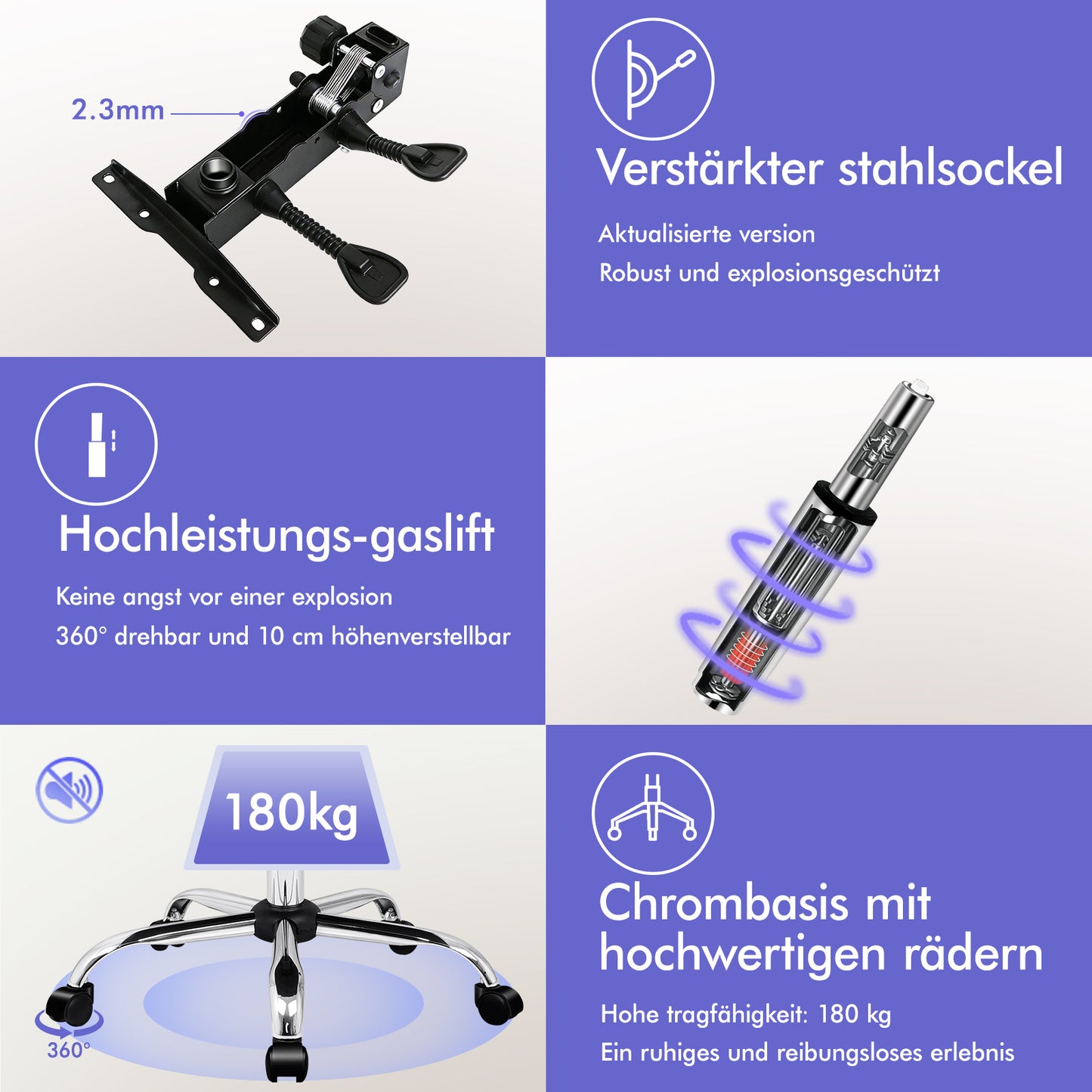 ALFORDSON Massage Bürostuhl Executive Sitz Stoff Gaming Computer Racer, Grau