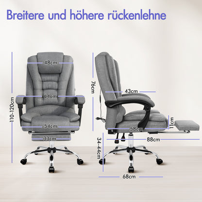 ALFORDSON Massage Bürostuhl Executive Sitz Stoff Gaming Computer Racer, Grau