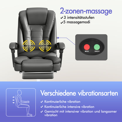 ALFORDSON Massage-Bürostuhl Gaming-Stuhl Executive-Sitz PU-Leder Computer Racer, Grau