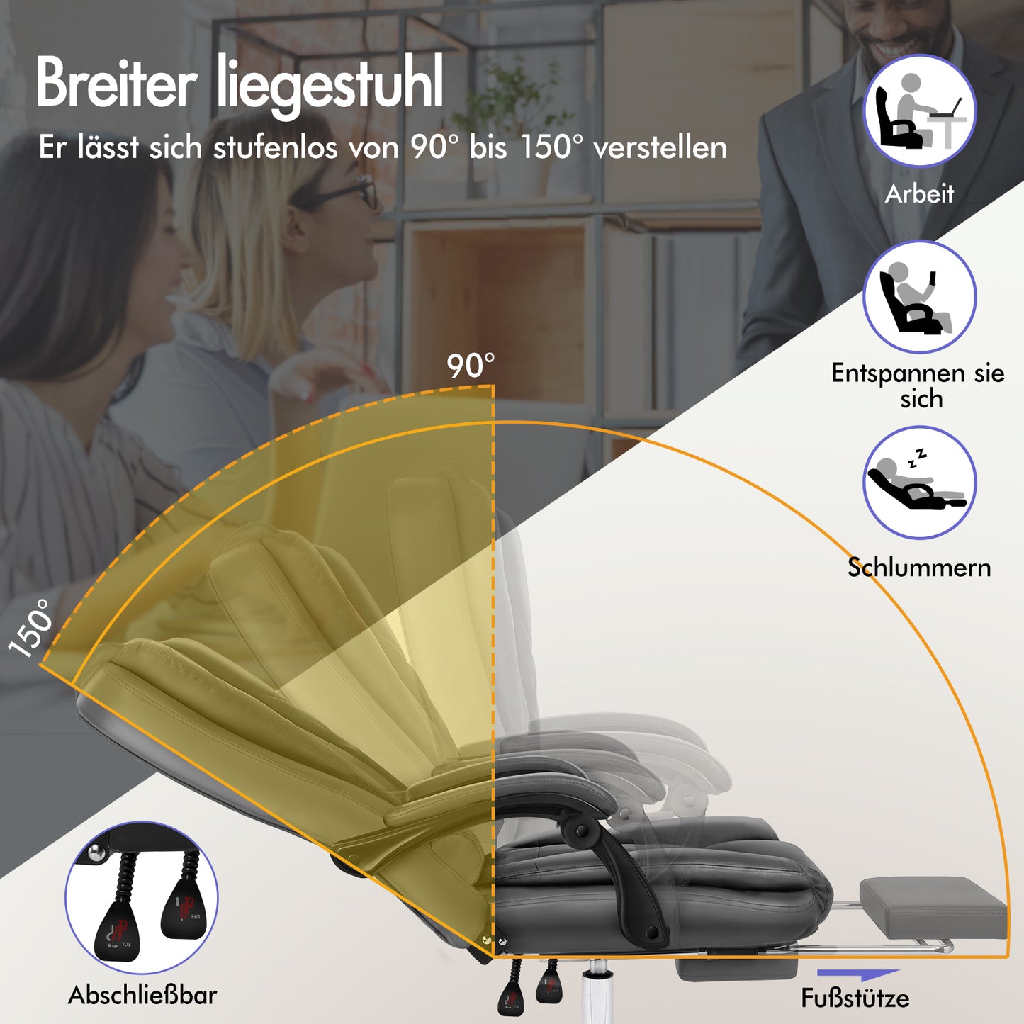 ALFORDSON Massage-Bürostuhl Gaming-Stuhl Executive-Sitz PU-Leder Computer Racer, Grau