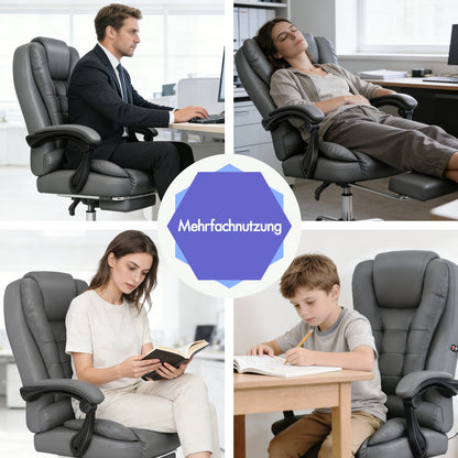 ALFORDSON Massage-Bürostuhl Gaming-Stuhl Executive-Sitz PU-Leder Computer Racer, Grau