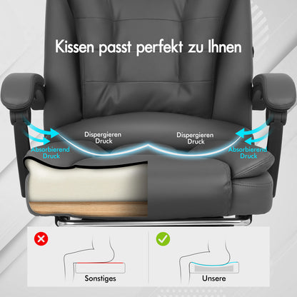 ALFORDSON Massage-Bürostuhl Gaming-Stuhl Executive-Sitz PU-Leder Computer Racer, Grau
