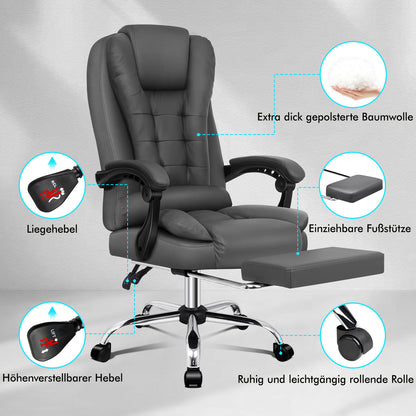ALFORDSON Massage-Bürostuhl Gaming-Stuhl Executive-Sitz PU-Leder Computer Racer, Grau
