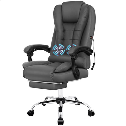 ALFORDSON Massage-Bürostuhl Gaming-Stuhl Executive-Sitz PU-Leder Computer Racer, Grau