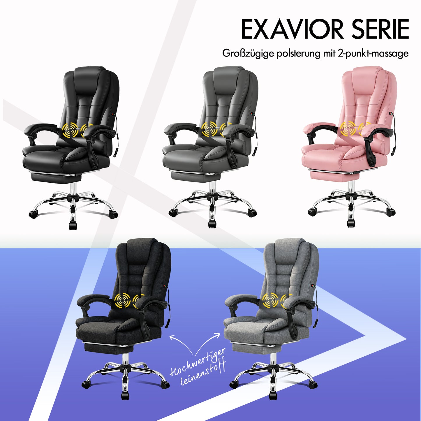 ALFORDSON Massage-Bürostuhl Executive Gaming Racing Sitz PU-Leder Stoff