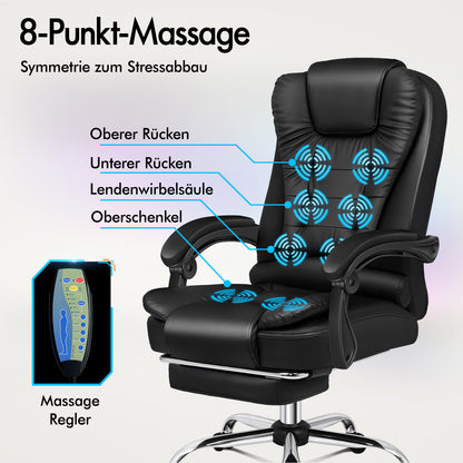ALFORDSON Massage-Bürostuhl Beheizter Chef-Computersitz Schwarz