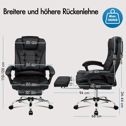 ALFORDSON Massage-Bürostuhl Beheizter Chef-Computersitz Schwarz
