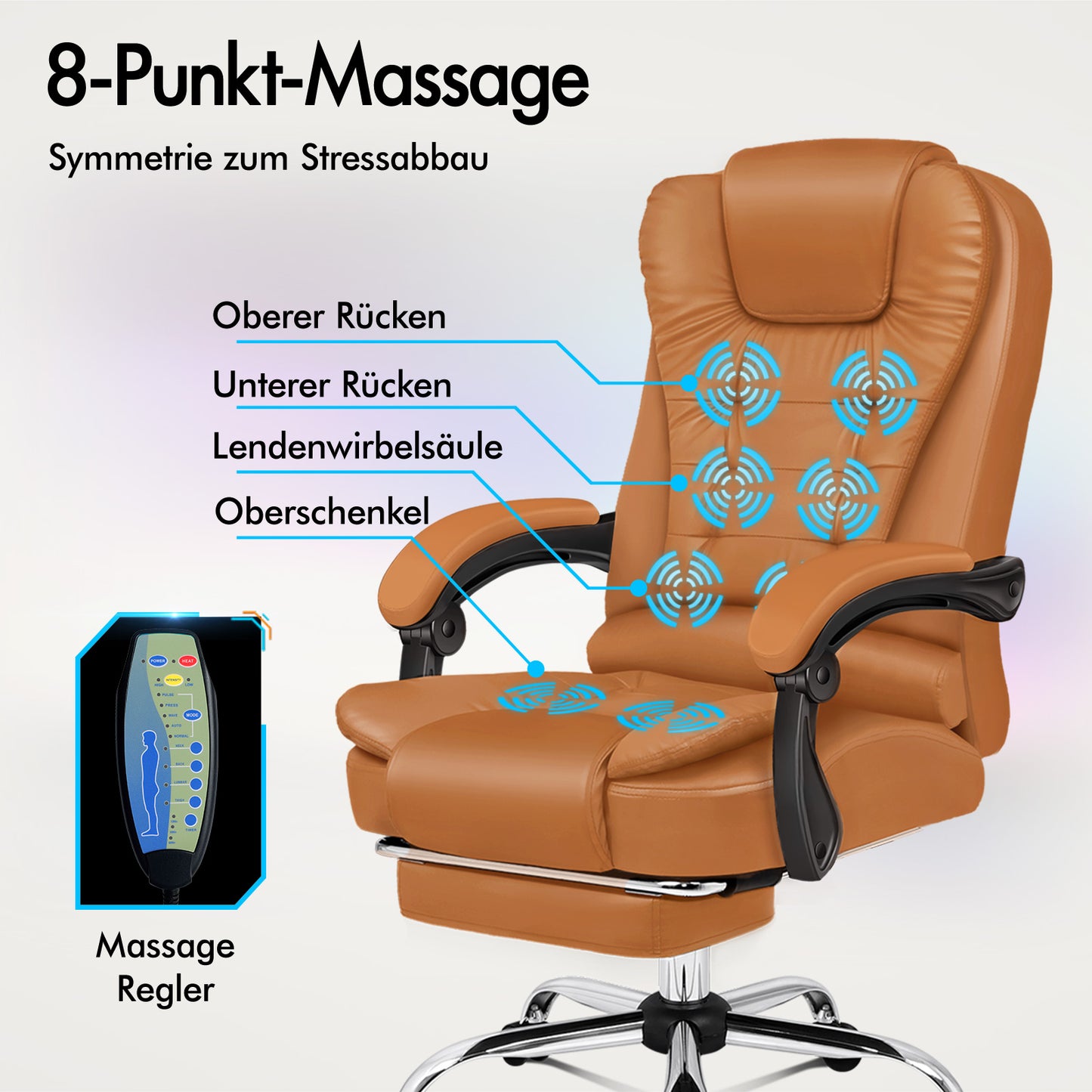 ALFORDSON Massage-Bürostuhl Beheizter Chef-Computersitz Braun