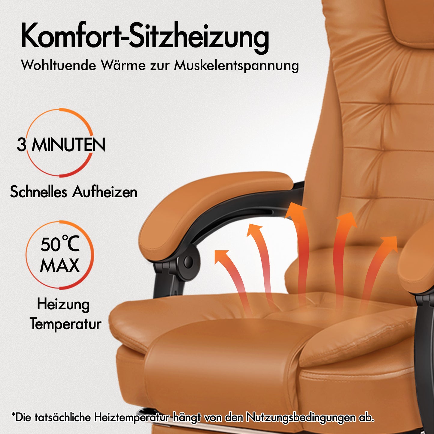 ALFORDSON Massage-Bürostuhl Beheizter Chef-Computersitz Braun