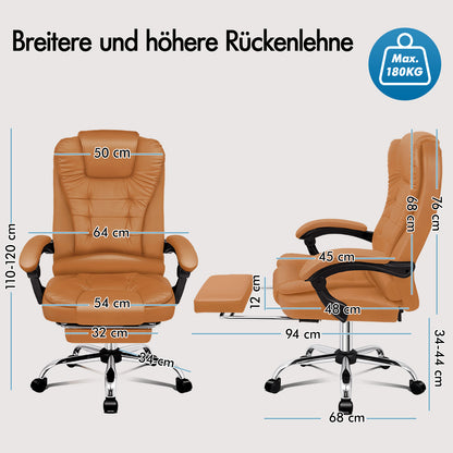ALFORDSON Massage-Bürostuhl Beheizter Chef-Computersitz Braun