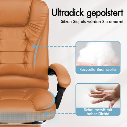 ALFORDSON Massage-Bürostuhl Beheizter Chef-Computersitz Braun