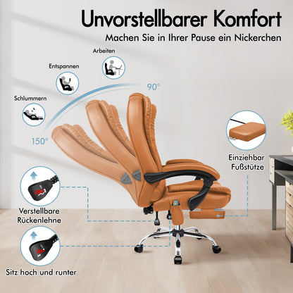 ALFORDSON Massage-Bürostuhl Beheizter Chef-Computersitz Braun