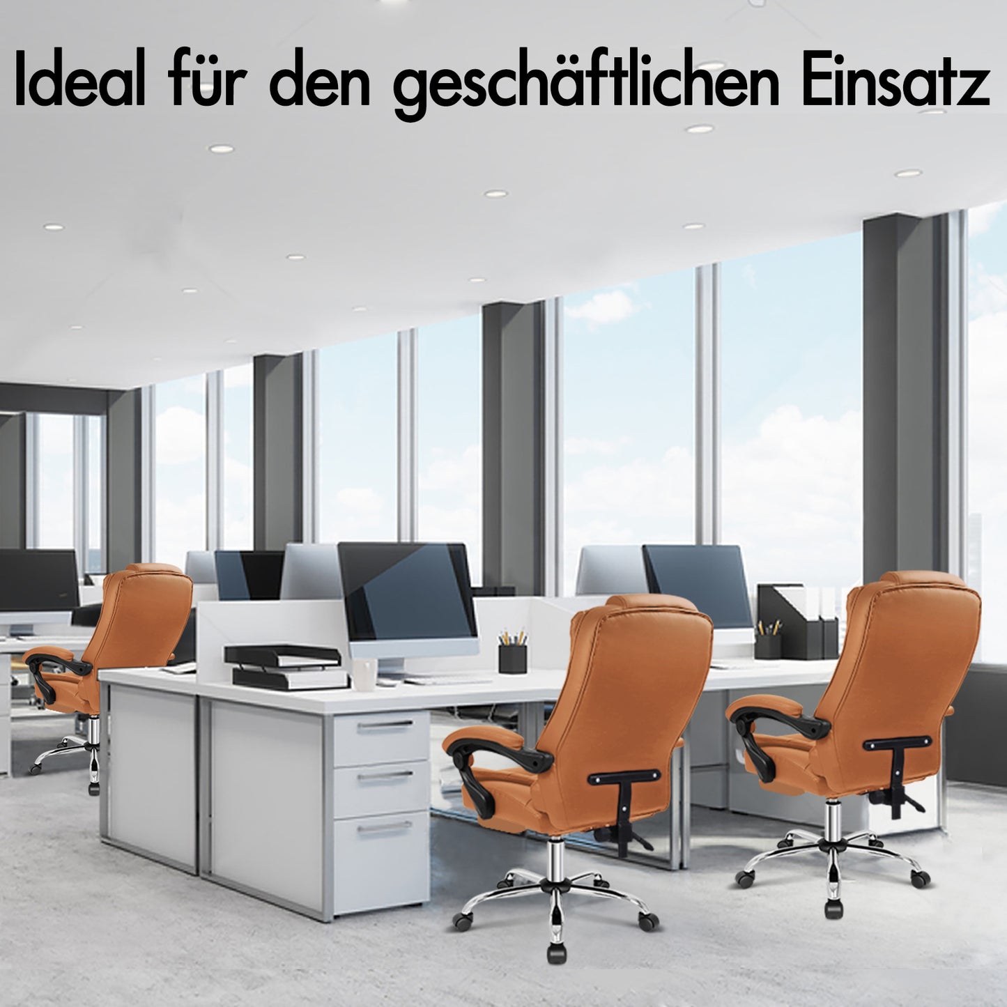 ALFORDSON Massage-Bürostuhl Beheizter Chef-Computersitz Braun