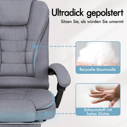ALFORDSON Massage-Bürostuhl Stoff Beheizter Chef-Computersitz Grau