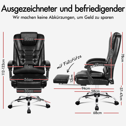 ALFORDSON Massage-Bürostuhl Beheizter Chef-Computersitz Schwarz glänzend
